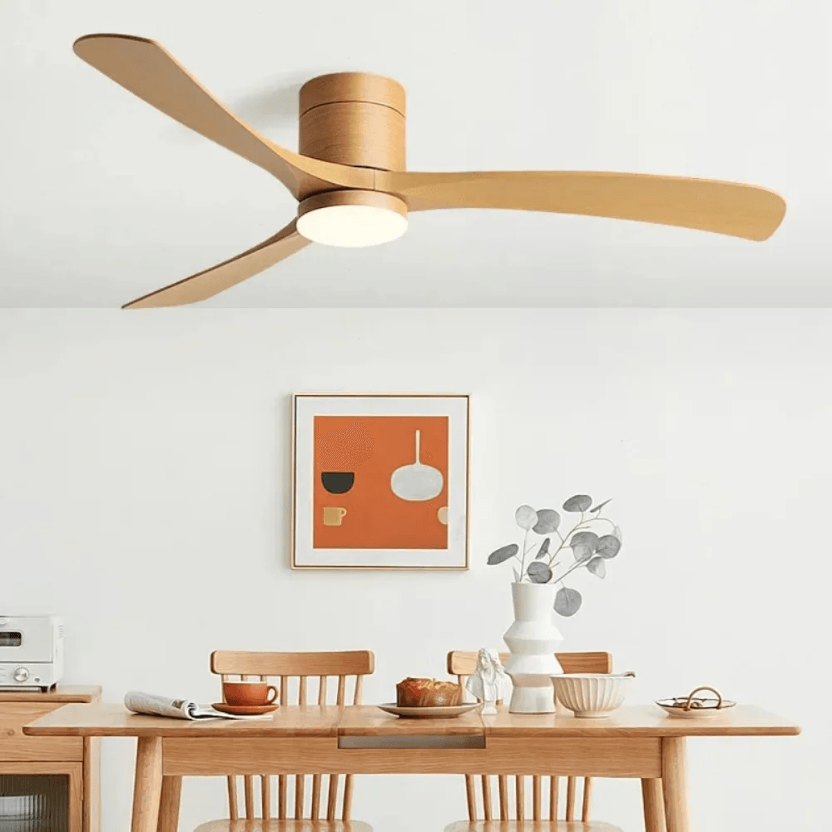 Ventilador de teto moderno com Iluminação e Controle Remoto - ZenithBreeze X2 - Casa Amarela
