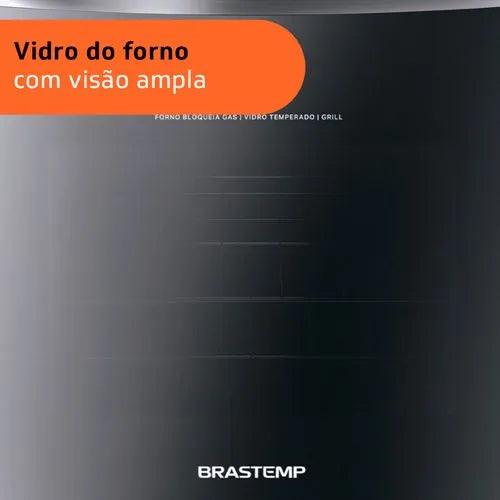 Fogão Brastemp 4 Bocas Inox com mesa de vidro, dupla chama e grill elétrico - BFO4VBR - Casa Amarela