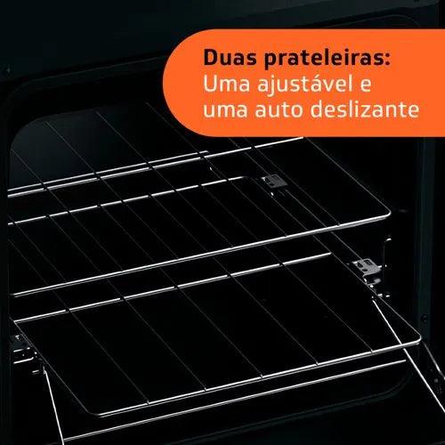 Fogão Brastemp 4 Bocas Inox com mesa de vidro, dupla chama e grill elétrico - BFO4VBR - Casa Amarela