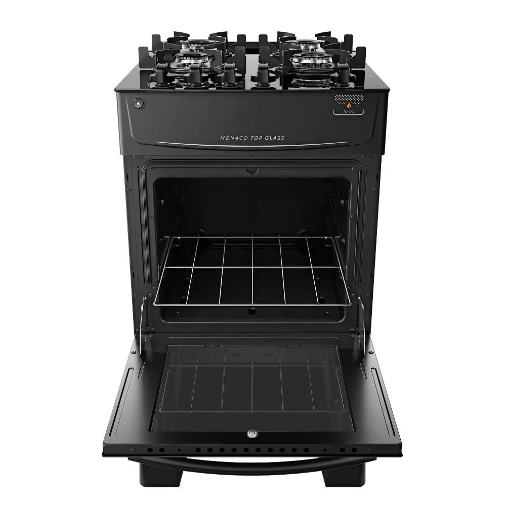 Atlas 4 Bocas preto Mônaco Top Glass com Acendimento automático - Bivolt