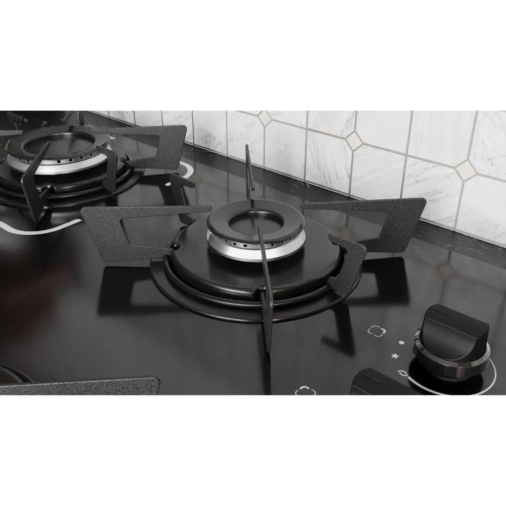 4 Bocas a Gás Itatiaia Electra Glass Mesa de Vidro Acendimento Superautomático Preto Bivolt