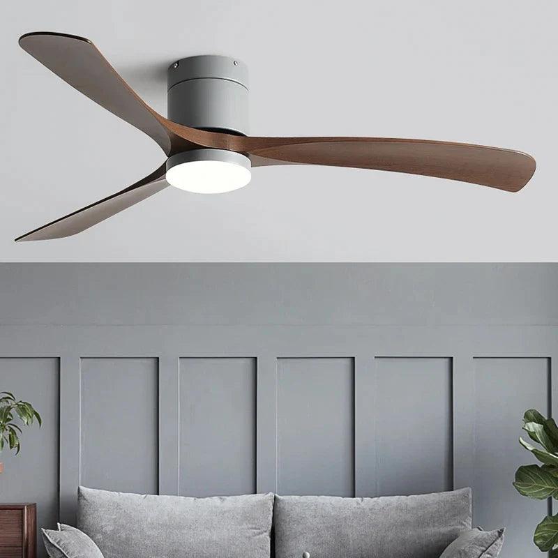 Ventilador de teto moderno com Iluminação e Controle Remoto - ZenithBreeze X2 - Casa Amarela