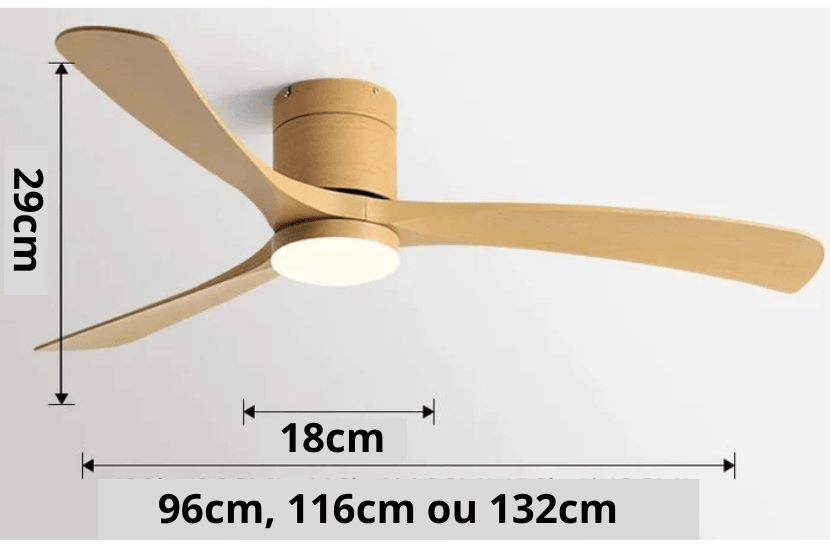 Ventilador de teto moderno com Iluminação e Controle Remoto - ZenithBreeze X2 - Casa Amarela