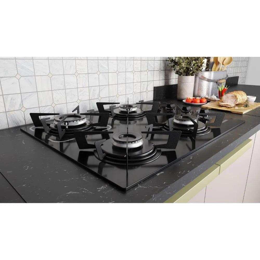 4 Bocas a Gás Itatiaia Electra Glass Mesa de Vidro Acendimento Superautomático Preto Bivolt