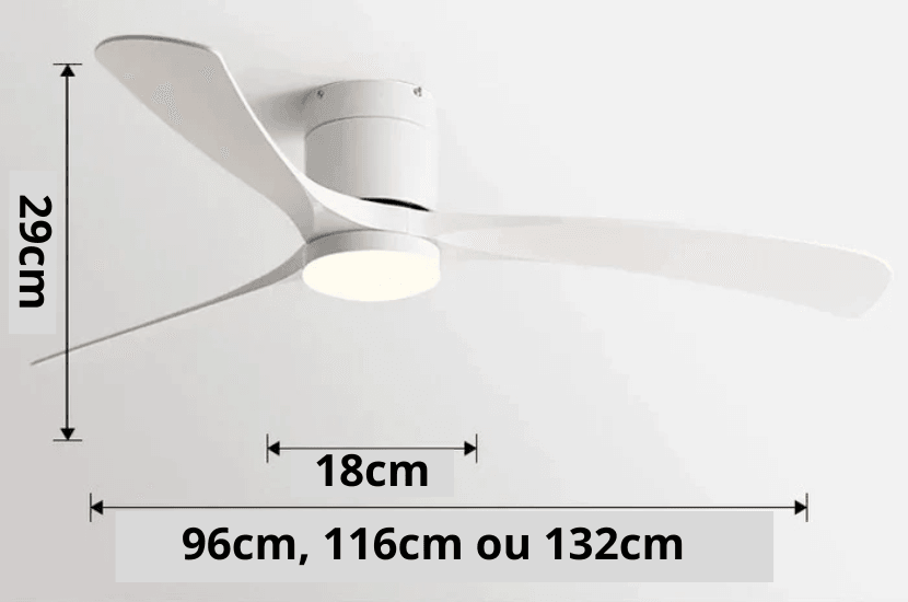 Ventilador de teto moderno com Iluminação e Controle Remoto - ZenithBreeze X2 - Casa Amarela