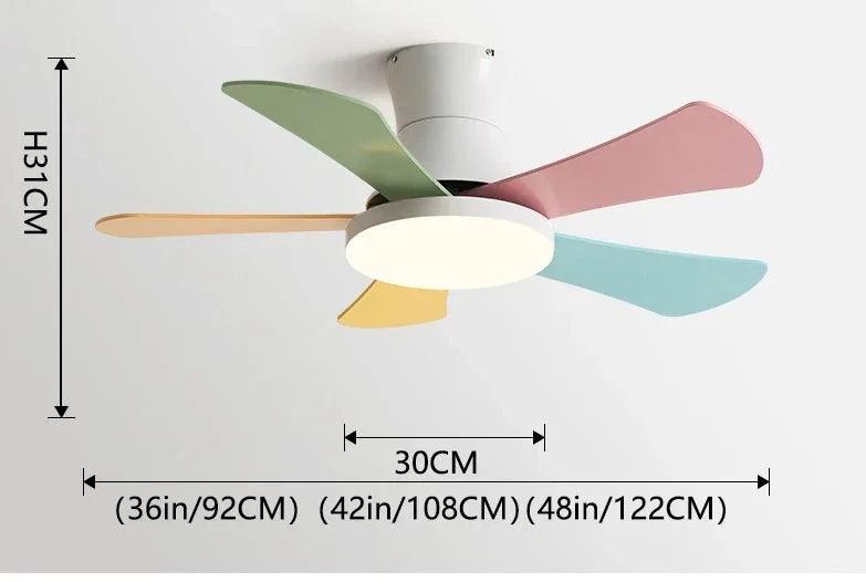 ZenithBreeze Kids - Ventilador de Teto Infantil com iluminação - Casa Amarela