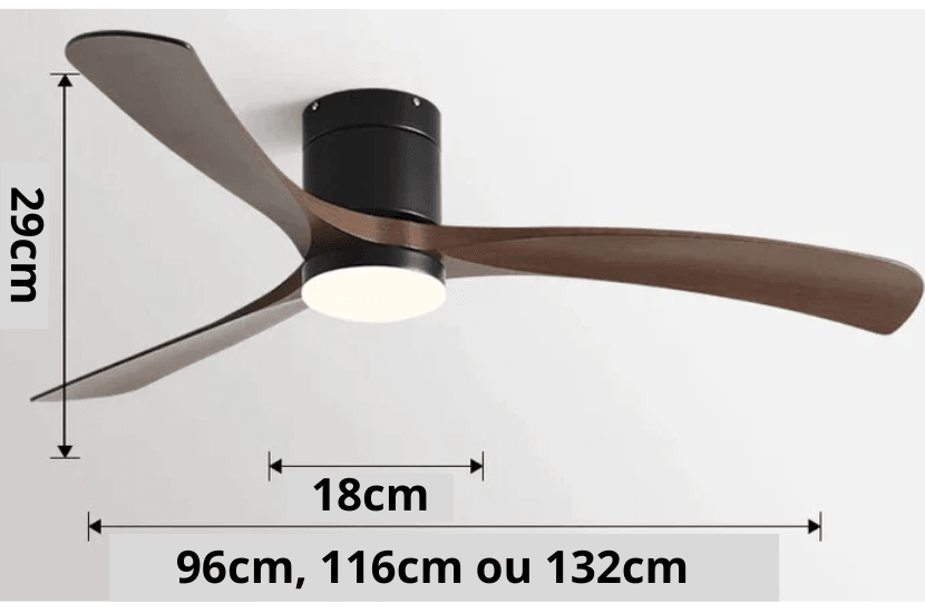 Ventilador de teto moderno com Iluminação e Controle Remoto - ZenithBreeze X2 - Casa Amarela