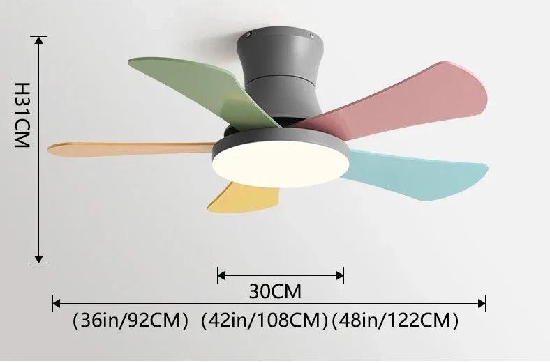 ZenithBreeze Kids - Ventilador de Teto Infantil com iluminação - Casa Amarela