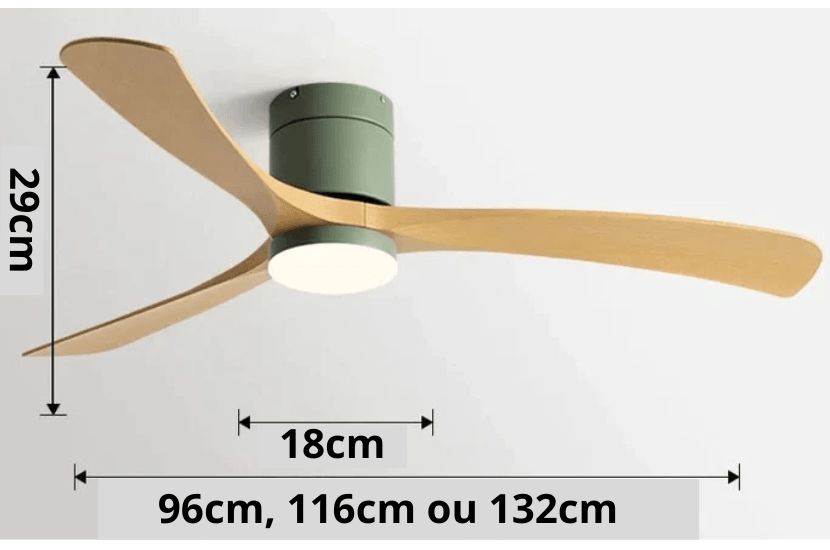 Ventilador de teto moderno com Iluminação e Controle Remoto - ZenithBreeze X2 - Casa Amarela