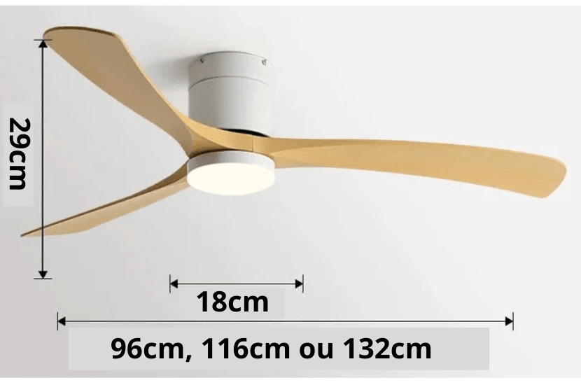 Ventilador de teto moderno com Iluminação e Controle Remoto - ZenithBreeze X2 - Casa Amarela