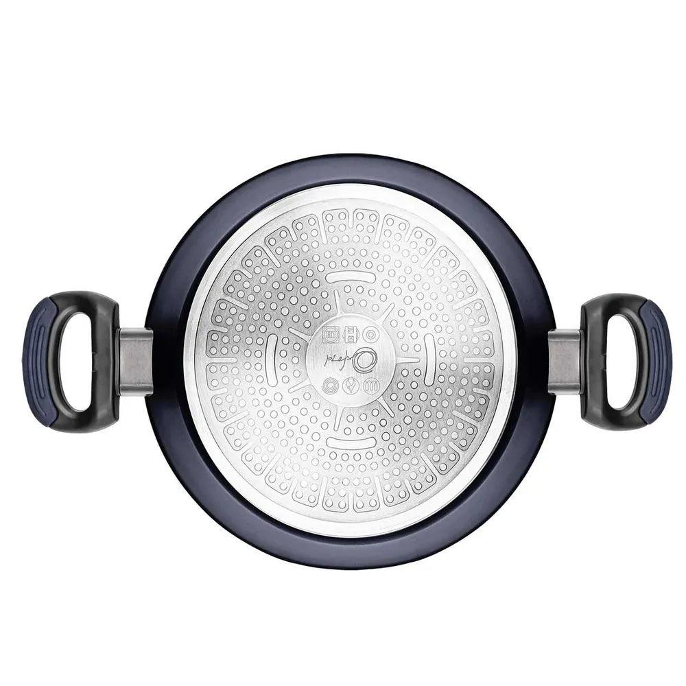 CAÇAROLA RASA ANTIADERENTE PARA INDUÇÃO 28 CM EVERYDAY AZUL - Casa Amarela