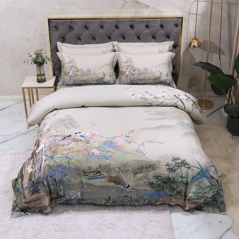 Conjunto Roupas de Cama Luxurier 4 Peças em 100% Algodão Egípcio 600 Fios - Casa Amarela