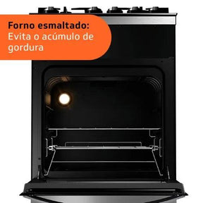 Fogão Brastemp 4 Bocas Inox com mesa de vidro, dupla chama e grill elétrico - BFO4VBR - Casa Amarela