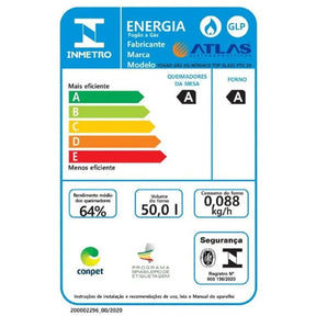 Atlas 4 Bocas preto Mônaco Top Glass com Acendimento automático - Bivolt