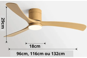 Ventilador de teto moderno com Iluminação e Controle Remoto - ZenithBreeze X2 - Casa Amarela