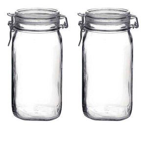 2 Potes hermético grande 1,5 Litro (1500ml) Fido Rocco Bormioli de vidro transparente com tampa para armazenamento de alimentos