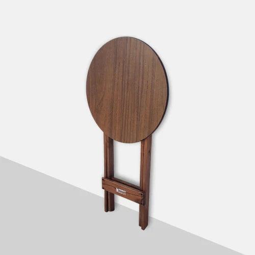 [LÍQUIDA DEZEMBRO] - Mesa Bistrô Dobrável de Madeira Redonda com 2 Banquetas Imbuia - Casa Amarela