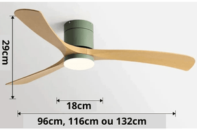 Ventilador de teto moderno com Iluminação e Controle Remoto - ZenithBreeze X2 - Casa Amarela