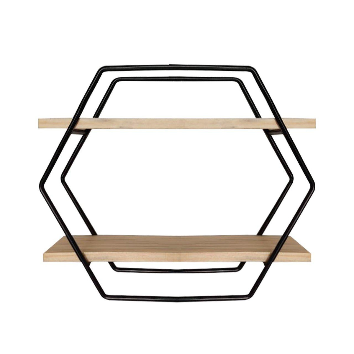 Nicho De Ferro Prateleira Hexagonal Metal Pinus 35X10X30 - Casa Amarela